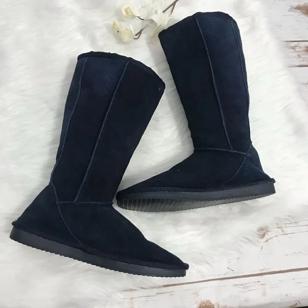 Suede Leather Winter Blue Boots‎ Size 6